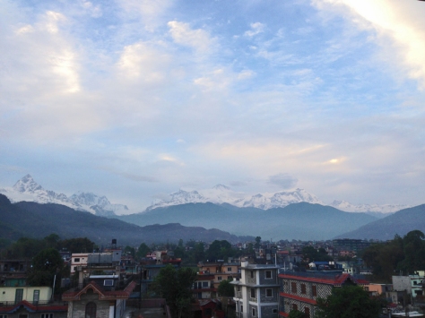 The view over Himalayas from Diplomat appartments, Pokhara, travel to Nepal