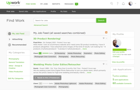 New freelancing platform Upwork, previously oDesk keeps the same structure for their Job feed.